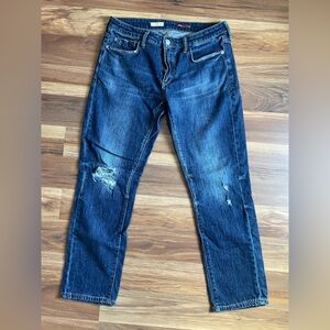 Pilcro (Antropolgie) Slim Boyfriend Crop Distressed Jeans | women's 28